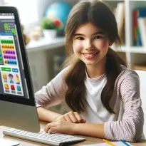girl working at computer science lesson